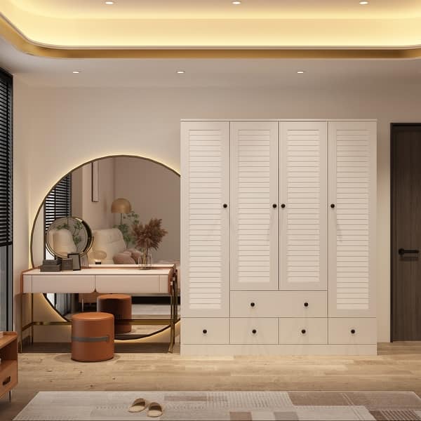 Contemporary Modern Freestanding Wardrobe Armoire Closet, 70", White